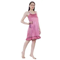 Cotovia Style Satin Blend Soft Sexy Nighty /Maxi Baby Doll for Women Sleep Wear Night & Honeymoon (Large, Pink)-thumb3