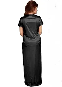 Cotovia Women's Satin Solid Nightwear Set Pack of 2 (BUF-NIGHTY-325_Magenta_Free Size) (Free Size, Black)-thumb3