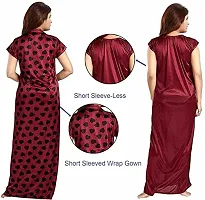 Cotovia Women's Satin Solid Nightwear Set Pack of 2 (BUF-NIGHTY-325_Magenta_Free Size) (Free Size, Maroon)-thumb1