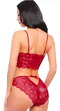 Cotovia Net Baby Doll Lingerie Set for Women (Free Size) (Red)-thumb1