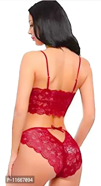 Cotovia Net Baby Doll Lingerie Set for Women (Free Size) (Red)-thumb2