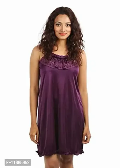 Cotovia Women's & Girl's Net Floral Nightwear Set Pack of 1 ( Free Size ) (Free Size, Purple)