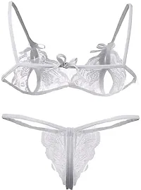 Cotovia Bra & Panty Set Self Design Lingerie Set (Free Size, White)-thumb1