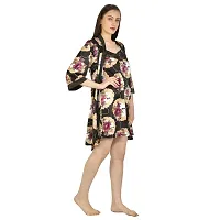 Cotovia Women's Stylish Digital Print Short Floral Print Night Robe 1 Piece Nightwear - Free Size Nighty (Large, Yellow)-thumb4