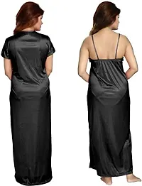 Cotovia Women's Satin Solid Nightwear Set Pack of 2 (BUF-NIGHTY-325_Magenta_Free Size) (Free Size, Black)-thumb1
