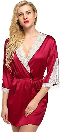 Modon Enterprises Short Nighty For Women And Girls Free Size (Maroon_003)