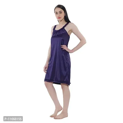 Cotovia Style Satin Blend Soft Sexy Nighty /Maxi Baby Doll for Women Sleep Wear Night & Honeymoon (Small, Purple)-thumb3