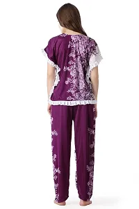 Cotovia Women's Cotton Dot Printed Night Suit Set of Top & Pyjama (Free Size, Purple)-thumb1