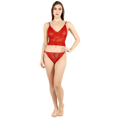 Creation Women's Lace Push Up Underwired Solid Lingerie Set