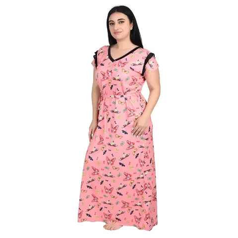 Trendy Satin Floral Night Gown/Nighty