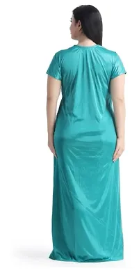 Classic Satin Solid Nighty for Women with Shrug-thumb2