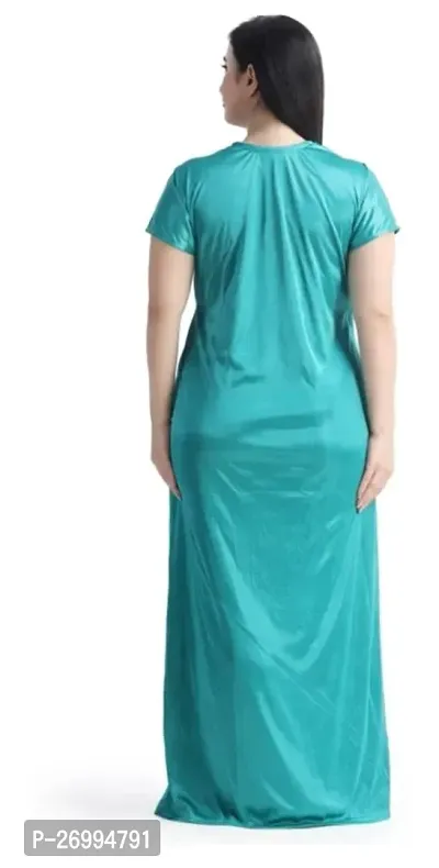 Classic Satin Solid Nighty for Women with Shrug-thumb3