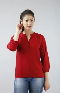 NIKXON FASHION POINT Women's Solid 3/4 Sleeves Straight Collar Rayon Top for Women  Girls-thumb4