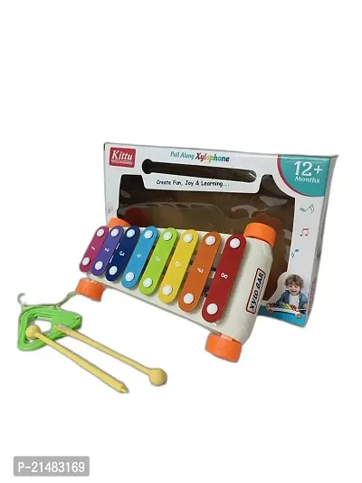 PULL ALONG 8 KEY COLORFUL XYLOPHONE | MUSICAL INTRUMENT FOR TODDLER AND KIDS(PACK OF-1 MULTICOLOR)-thumb0
