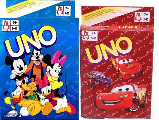 KIDS CARTOON CHARACTER COLOURFUL PRINT UNO  PLAYING CARD FAMILY GAME TIMEPASS INDOOR GAME(SET OF 2 - MULTICOLOUR))