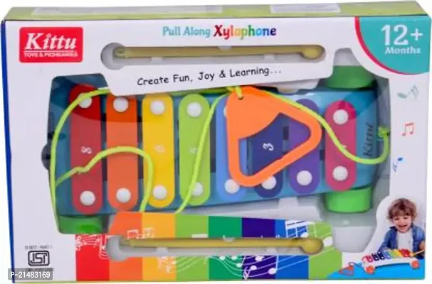 PULL ALONG 8 KEY COLORFUL XYLOPHONE | MUSICAL INTRUMENT FOR TODDLER AND KIDS(PACK OF-1 MULTICOLOR)-thumb3
