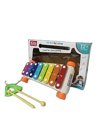 PULL ALONG 8 KEY COLORFUL XYLOPHONE | MUSICAL INTRUMENT FOR TODDLER AND KIDS(PACK OF-1 MULTICOLOR)-thumb1