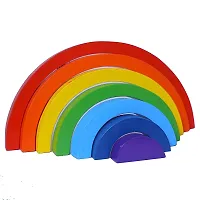 Kids 7 PCs Wooden Rainbow Stacking Game Puzzles Building Blocks Educational Early Development Toy for Toddler Kids-thumb4