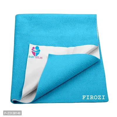 Anti-Piling Fleece Extra Absorbent Quick Dry Sheet for New Born Babies, Cotton Bed Protector Mattress, Reusable Waterproof baby Cot sheet for Toddler Infant, Large size 140x100cm, Firozi-thumb0