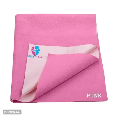 BABY ATLAS Dry Sheet for Baby| Bed Pad Anti-Piling Fleece Extra Absorbent Washable Matress Protector| Baby Bed Protector Sheet for Toddler Children, Large Size, 140x100cm Pink