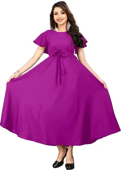 Aardiva Women's Crepe A-Line Maxi Dress