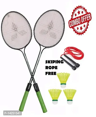 Fancy Dubble Shaft 2 Racquet 3 Shuttle With Skipping Rope Free-thumb0