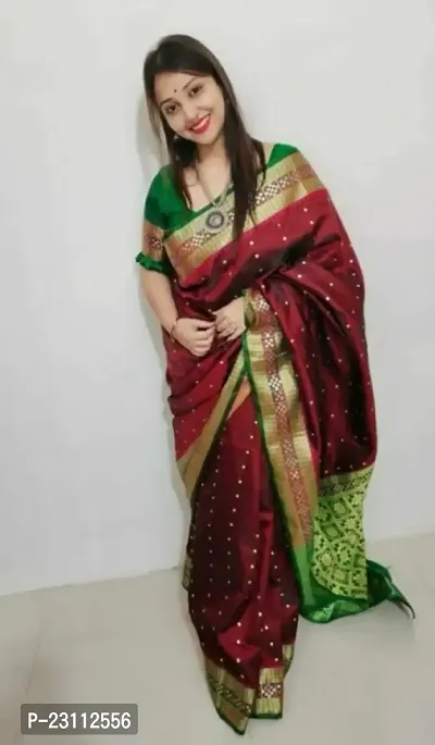 Classic Satin Jacquard Saree with Blouse piece-thumb0