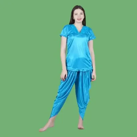 Classic Blend Solid Top and Pyjama Nighty for Women