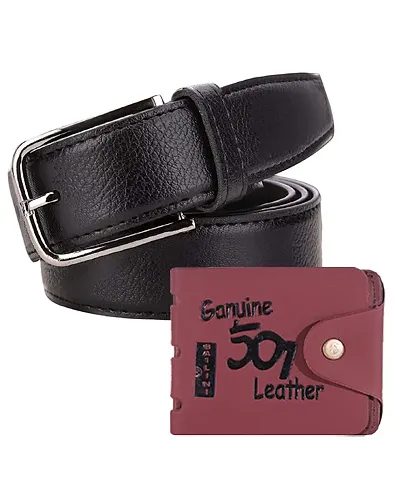 Stylish Solid Waist Belt with Wallet for Men