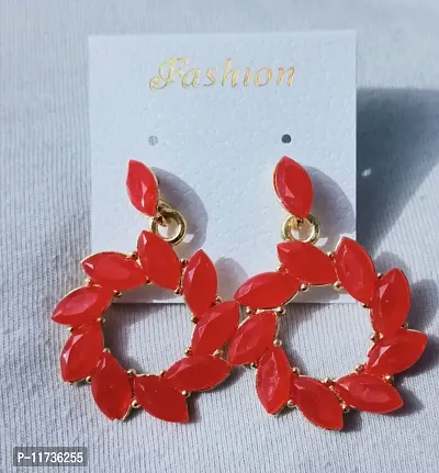 Unique Hoop Red Studs Earring