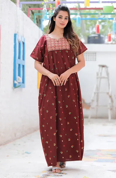 Elegant Embroidered Nighty For Women and Girls