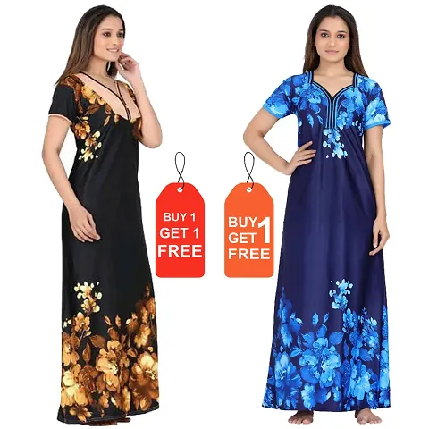 Stylish Fancy Satin Nighty Combo For Women Pack Of 2