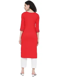 Stylish Rayon Red Sequined 3/4 Sleeves Stretchable Kurta For Women-thumb2