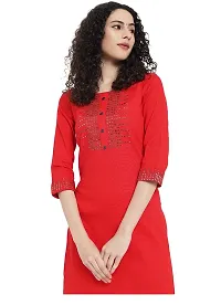 Stylish Rayon Red Sequined 3/4 Sleeves Stretchable Kurta For Women-thumb4