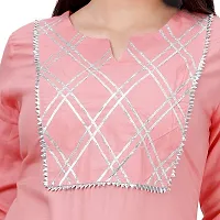 Stylish Rayon Pink Gota Work 3/4 Sleeves Straight Kurta With Palazzo Set For Women-thumb4