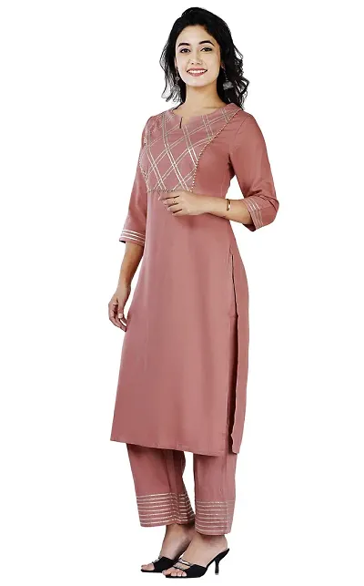 Stylish Rayon Gold Print Straight Kurta With Palazzo Set