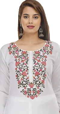 Stylish Rayon White Embroidered 3/4 Sleeves Straight Kurta With Pant Set For Women-thumb4