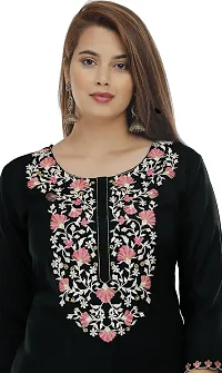 Stylish Rayon Black Embroidered 3/4 Sleeves Straight Kurta With Pant Set For Women-thumb4