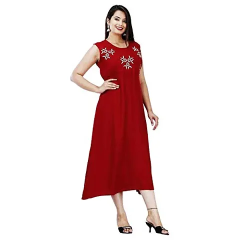 Stylish Rayon Embroidered A-Line Kurta