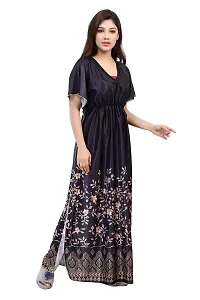 Stylish Fancy Satin Silk Geometric Printed Maxi Kaftan Nighty Gown For Women Pack Of 1-thumb2