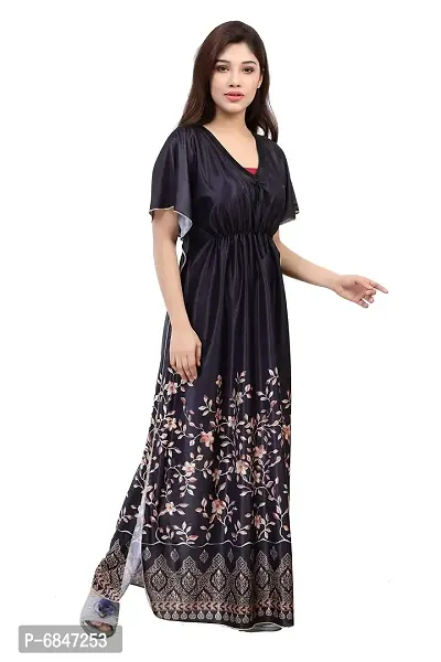 Stylish Fancy Satin Silk Geometric Printed Maxi Kaftan Nighty Gown For Women Pack Of 1-thumb3