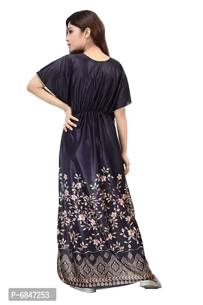 Stylish Fancy Satin Silk Geometric Printed Maxi Kaftan Nighty Gown For Women Pack Of 1-thumb2