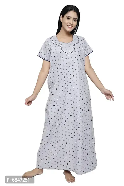 Stylish Fancy Printed Cotton Nighty Gown For Women Pack Of 1-thumb0