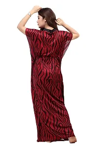 Maroon Satin Printed Nightwear For Women-thumb1