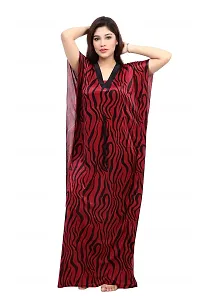 Maroon Satin Printed Nightwear For Women-thumb3