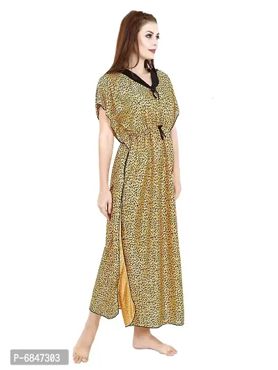 Stylish Fancy Satin Plain Maxi Kaftan Nighty Gown For Women Pack Of 1-thumb3