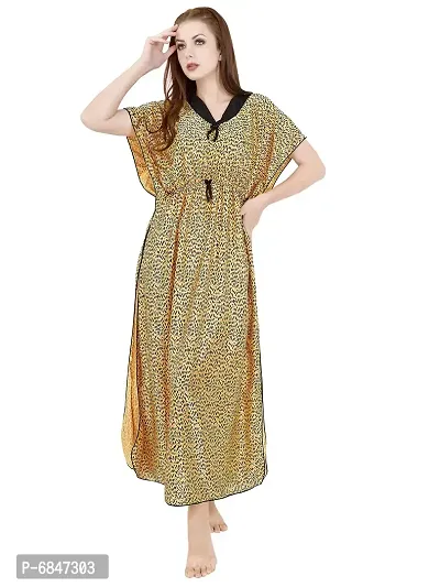 Stylish Fancy Satin Plain Maxi Kaftan Nighty Gown For Women Pack Of 1-thumb0