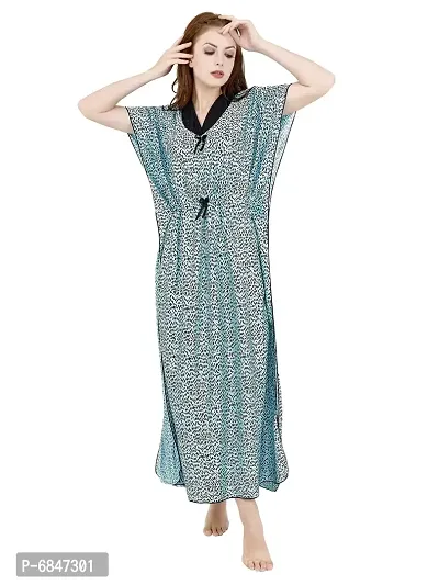 Stylish Fancy Satin Plain Maxi Kaftan Nighty Gown For Women Pack Of 1