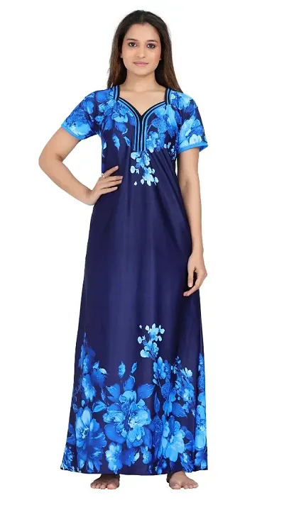 Most Trending Satin Floral Night Gown/Nighty