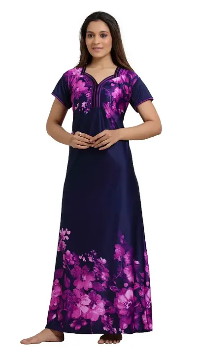 Most Trending Satin Floral Night Gown/Nighty